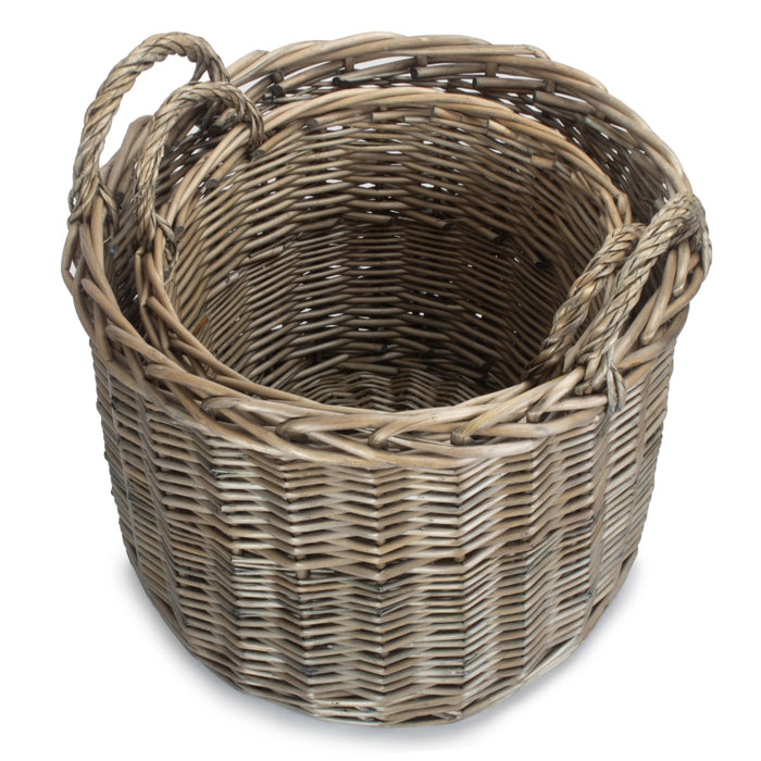 The Willow Basket Round Straight-Sided Wicker Log Storage Basket