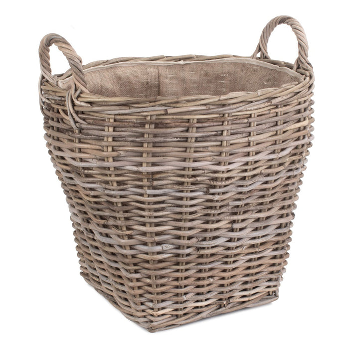 The Willow Basket Amphora Rattan Log Basket with Hessian Lining