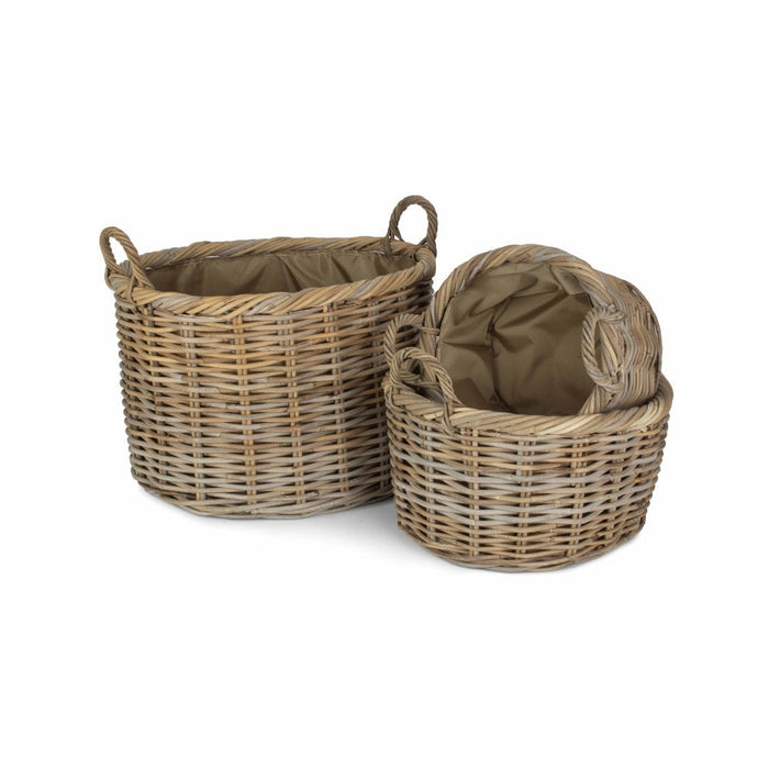 The Willow Basket Oval Rattan Storage Log Basket With Cordura Lining