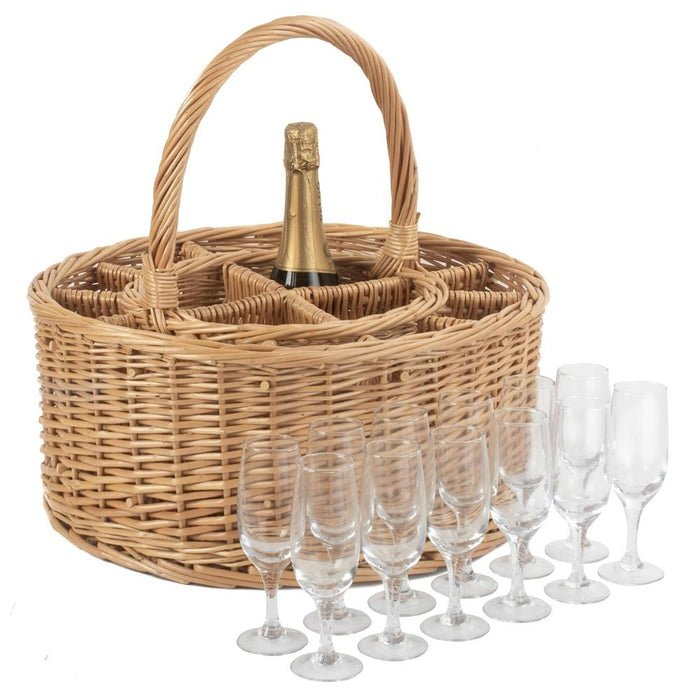 The Willow Basket Garden Picnic Basket Complete with 12 Glasses