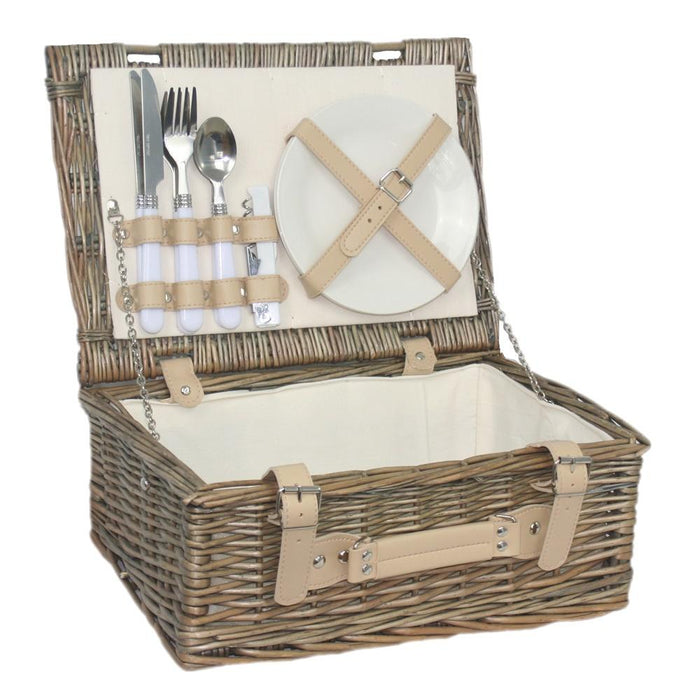 The Willow Basket 35cm 2 Person Fitted Wicker Picnic Basket