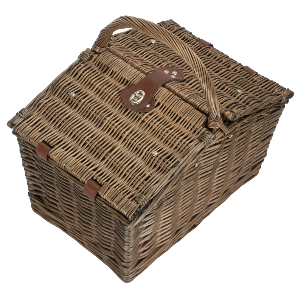 The Willow Basket 4 Person Nature Pattern Butterfly Lidded Fitted Picnic Basket