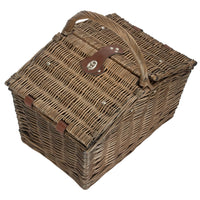 The Willow Basket 4 Person Nature Pattern Butterfly Lidded Fitted Picnic Basket