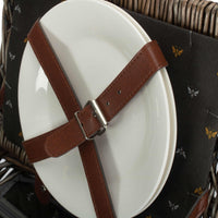 The Willow Basket 6 Person Nature Pattern Butterfly Lidded Fitted Picnic Basket