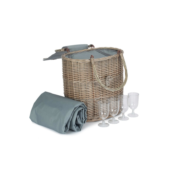 The Willow Basket Oval Grey Fitted Cool Bag Drinks Picnic Basket