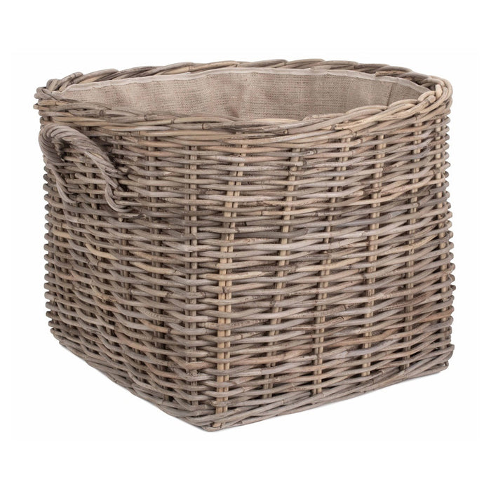 The Willow Basket Grand Rattan Hessian Lined Log Basket