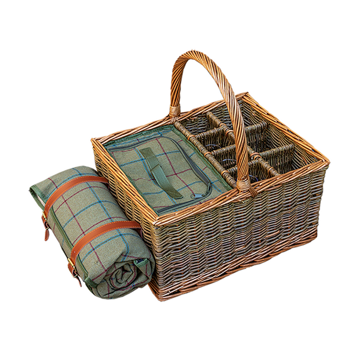 The Willow Basket Wicker Event Basket with Blanket and Fitted Cooler