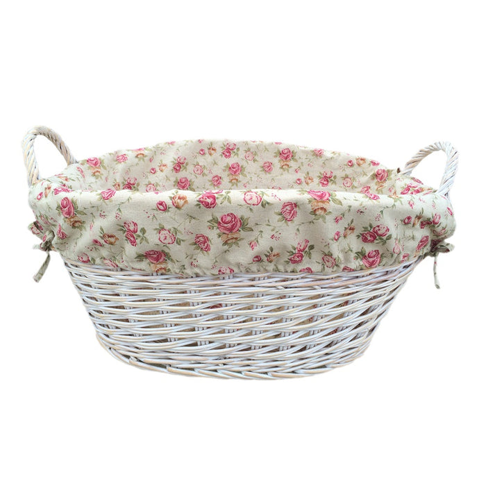 The Willow Basket White Finish Lined Wash Basket