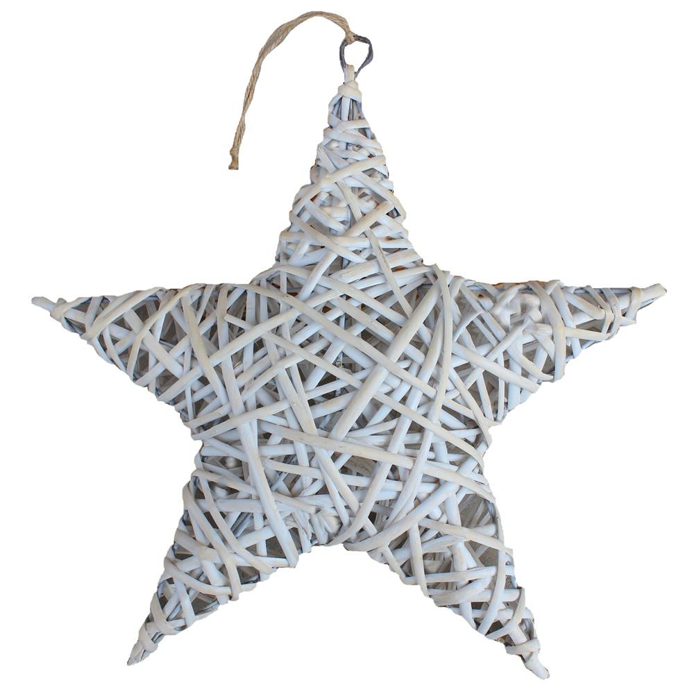 The Willow Basket White Wash Wicker Full Star Christmas Decoration