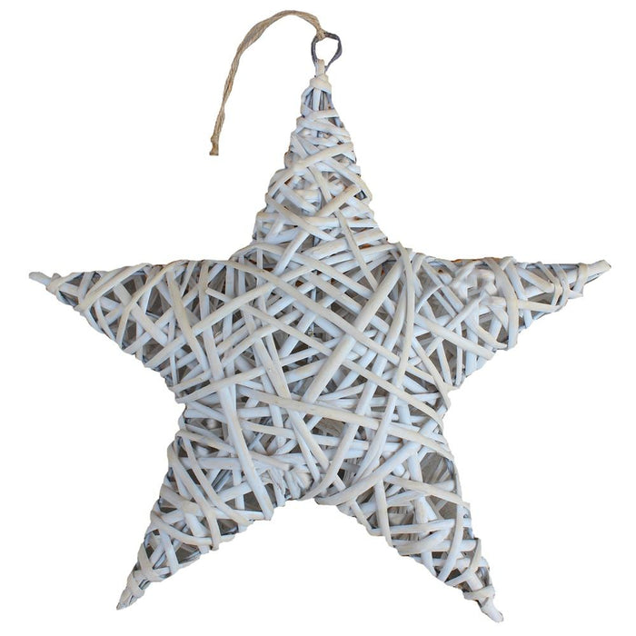 The Willow Basket White Wash Wicker Full Star Christmas Decoration