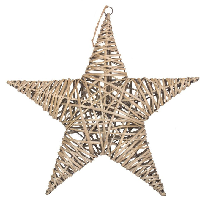 The Willow Basket Large Antique Wash Woven Wicker Star