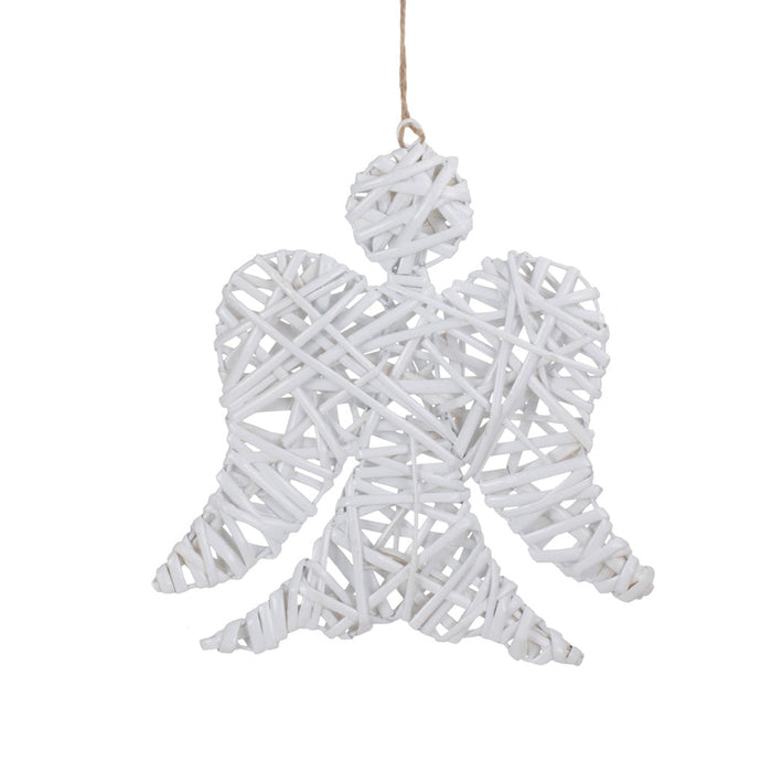 The Willow Basket White Angel Wicker Christmas Decoration