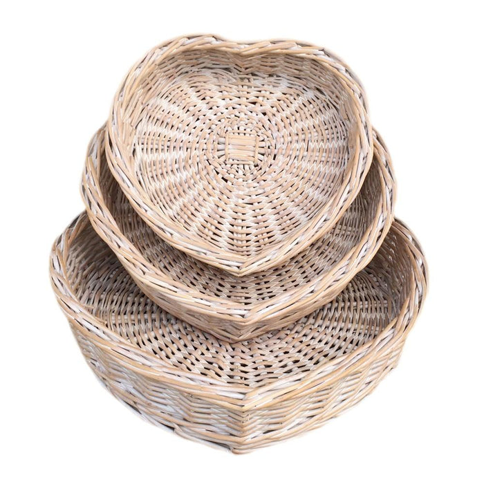 The Willow Basket White Wash Heart Shaped Wicker