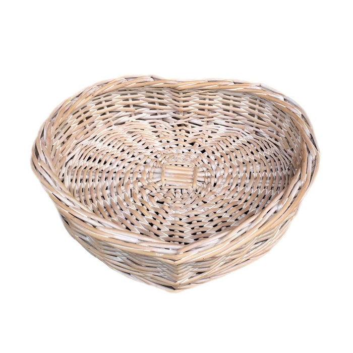 The Willow Basket White Wash Heart Shaped Wicker