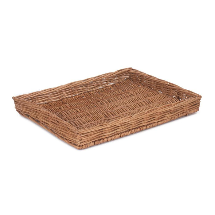 The Willow Basket Wicker Light Steamed Flat Serving Tray
