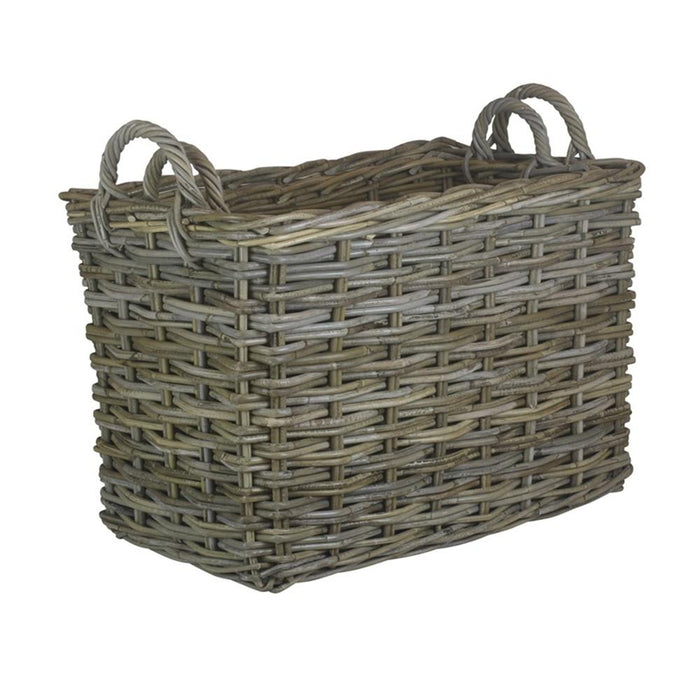 The Willow Basket Rectangular Grey Rattan Hallway Log Basket