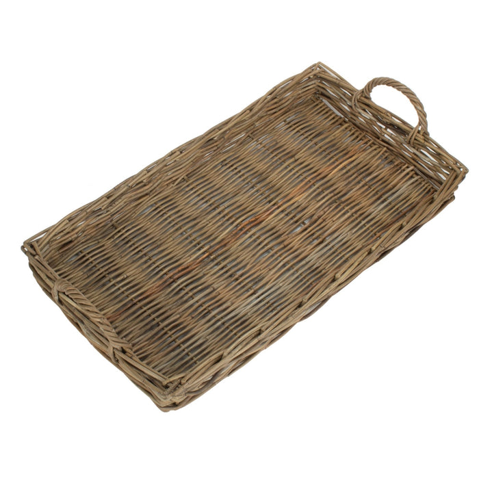 The Willow Basket Large Rectangular Rattan Serving Tray