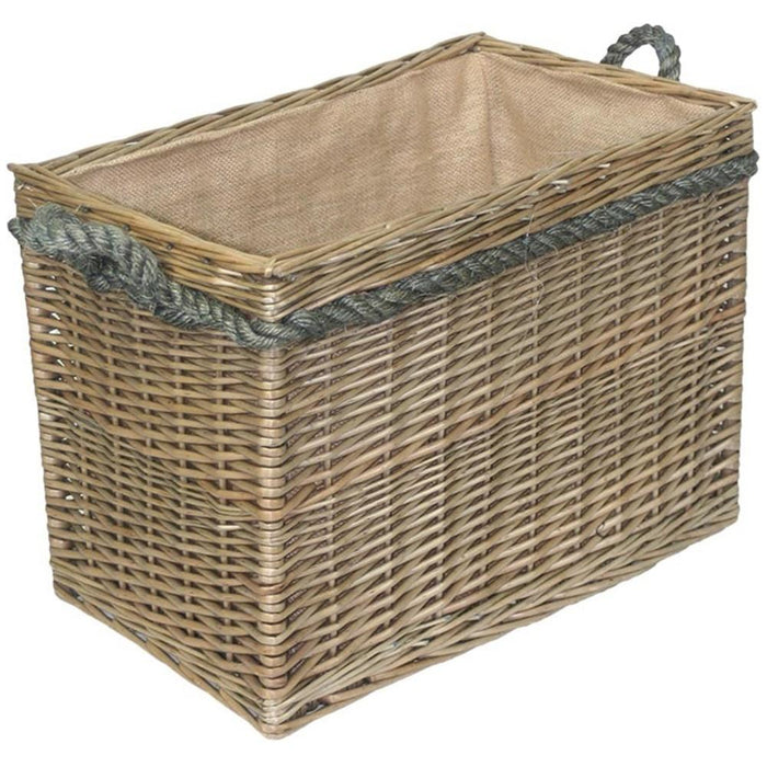 The Willow Basket Rectangular Rope Handled Wicker Log Basket