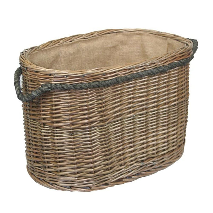 The Willow Basket Oval Rope Handled Wicker Log Basket