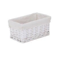 The Willow Basket White Wicker Cotton Lined Storage Basket