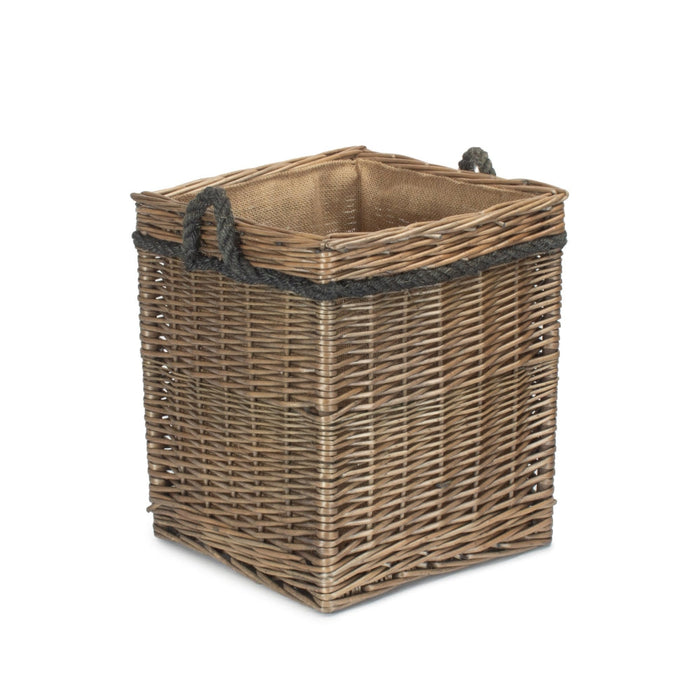 The Willow Basket Antique Wash Square Storage Log Basket