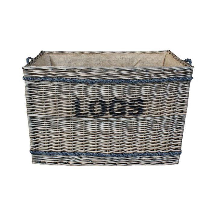 The Willow Basket Large Wicker Rope Handle Log Basket