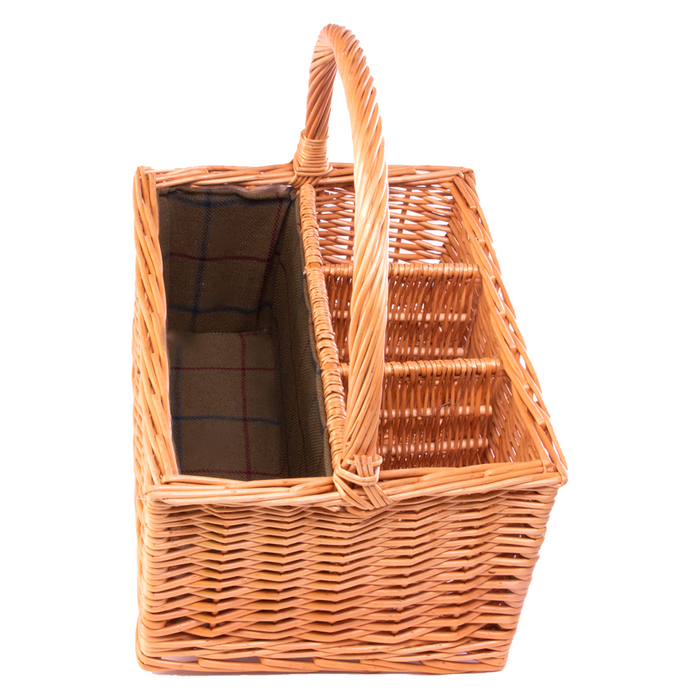 The Willow Basket 3 Bottle with Green Lining Picnic Basket