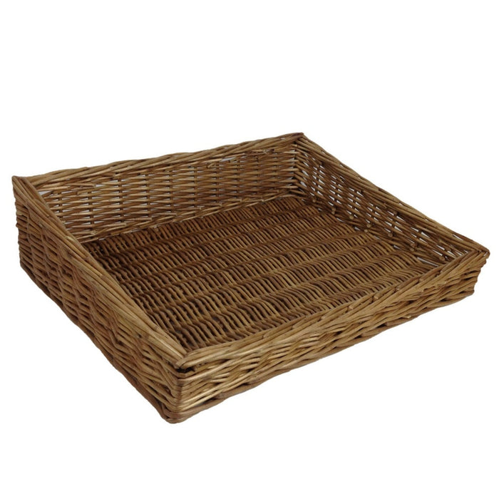 The Willow Basket Large Flat wicker Display Tray