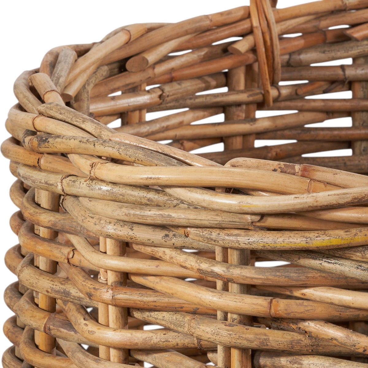 Set of 3 Chunky Rattan Round Logs Baskets