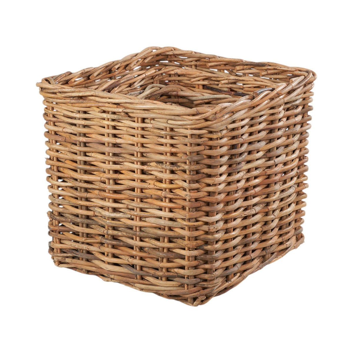 Set of 3 Chunky Natural Rattan Square Log Baskets
