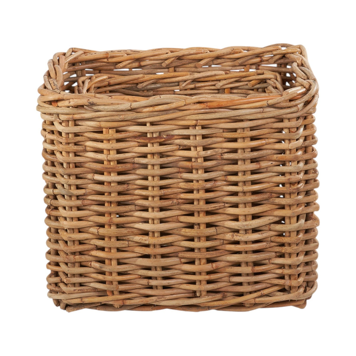 Set of 2 Chunky Natural Rattan Rectangular Log Baskets
