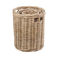 Set of 7 Grey Kubu Rattan Round Storage Baskets