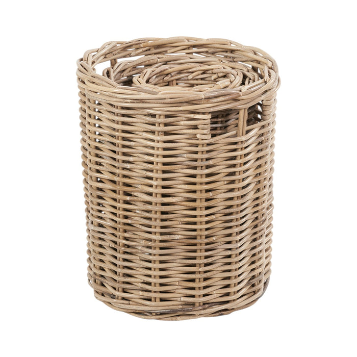Set of 7 Grey Kubu Rattan Round Storage Baskets