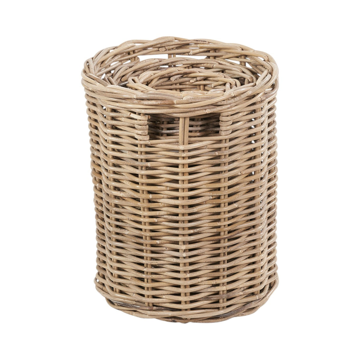 Set of 7 Grey Kubu Rattan Round Storage Baskets