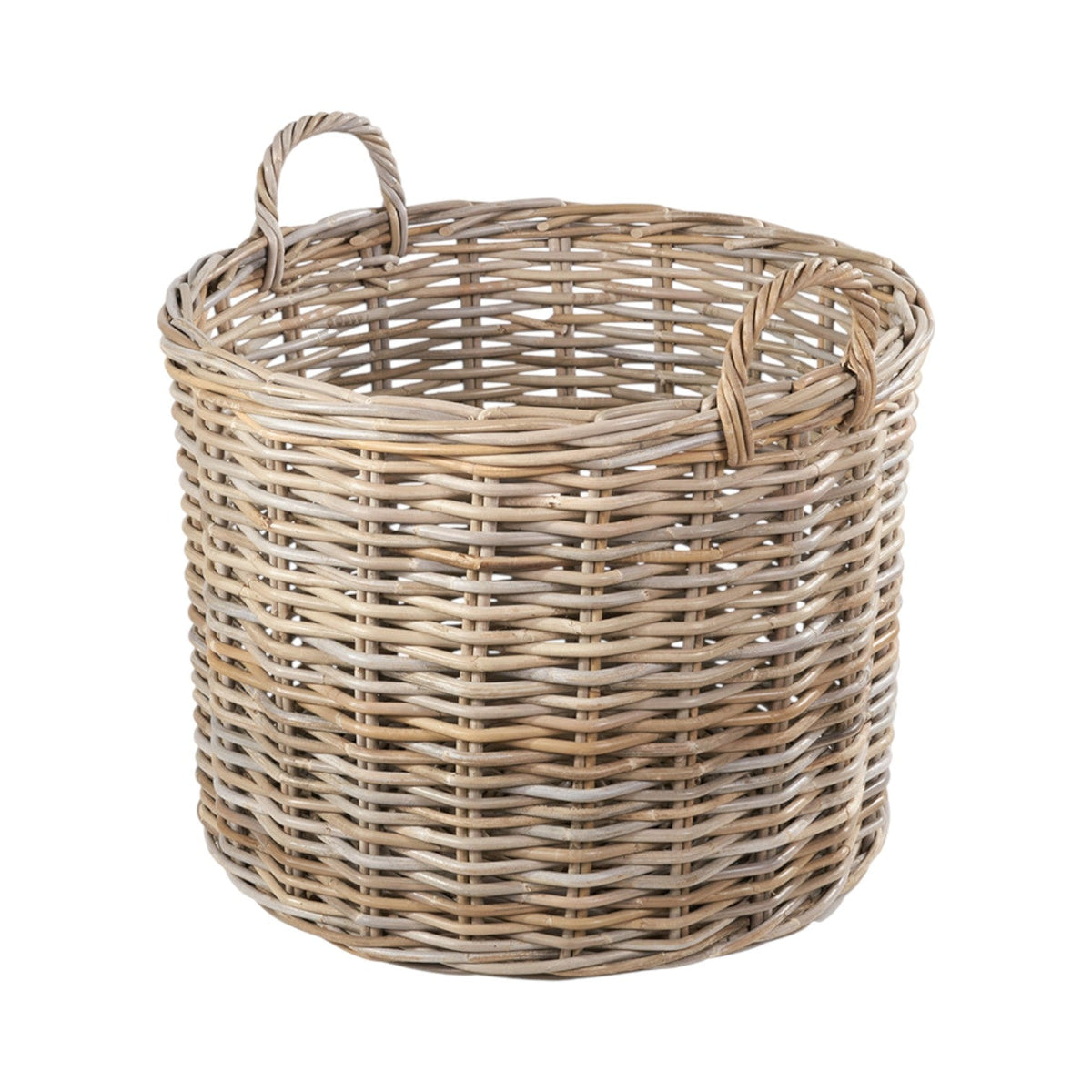 Set of 4 Grey Kubu Rattan Round Log Baskets