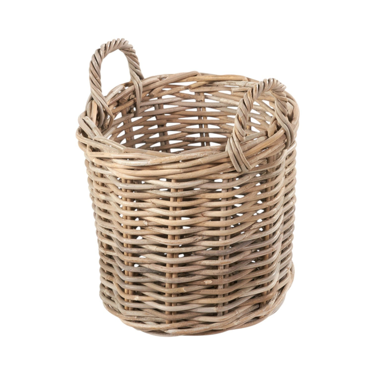 Set of 4 Grey Kubu Rattan Round Log Baskets