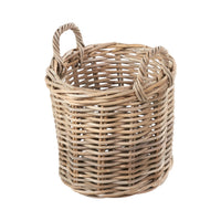 Set of 4 Grey Kubu Rattan Round Log Baskets