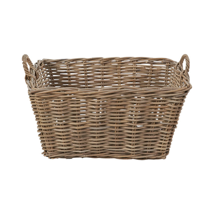 Grey Kubu Rattan Rectangular Storage Basket Large
