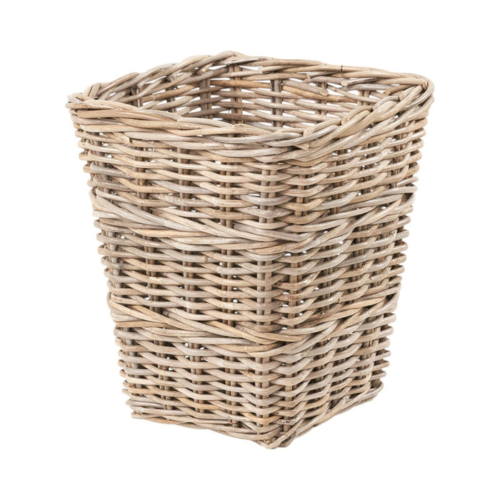 Grey Kubu Rattan Square Waste Paper Bin