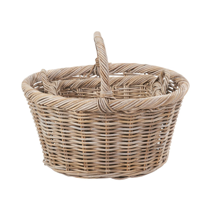 Set of 3 Grey Kubu Rattan Oval Shopping Basket with 2 Rectangular Storage Baskets