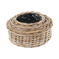 Set of 3 Indoor Outdoor Grey Kubu Rattan Round Basket Planters