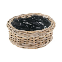 Set of 3 Indoor Outdoor Grey Kubu Rattan Round Basket Planters