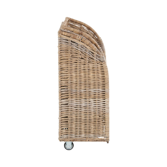 Set of 2 Grey Kubu Rattan Log Basket Trolleys