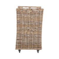 Set of 2 Grey Kubu Rattan Log Basket Trolleys