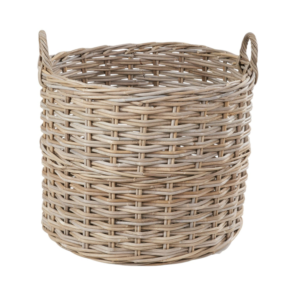 Set of 4 Grey Kubu Rattan Tall Round Storage Baskets