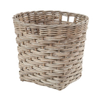 Grey Kubu Rattan Round Storage Basket with Square Base
