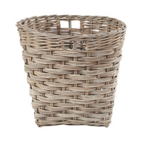 Grey Kubu Rattan Round Storage Basket with Square Base