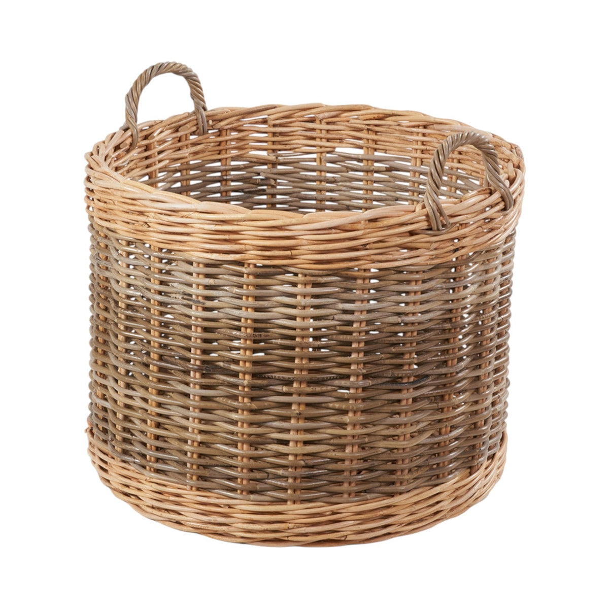 Set of 5 Grey and White Kubu Rattan Round Storage Baskets