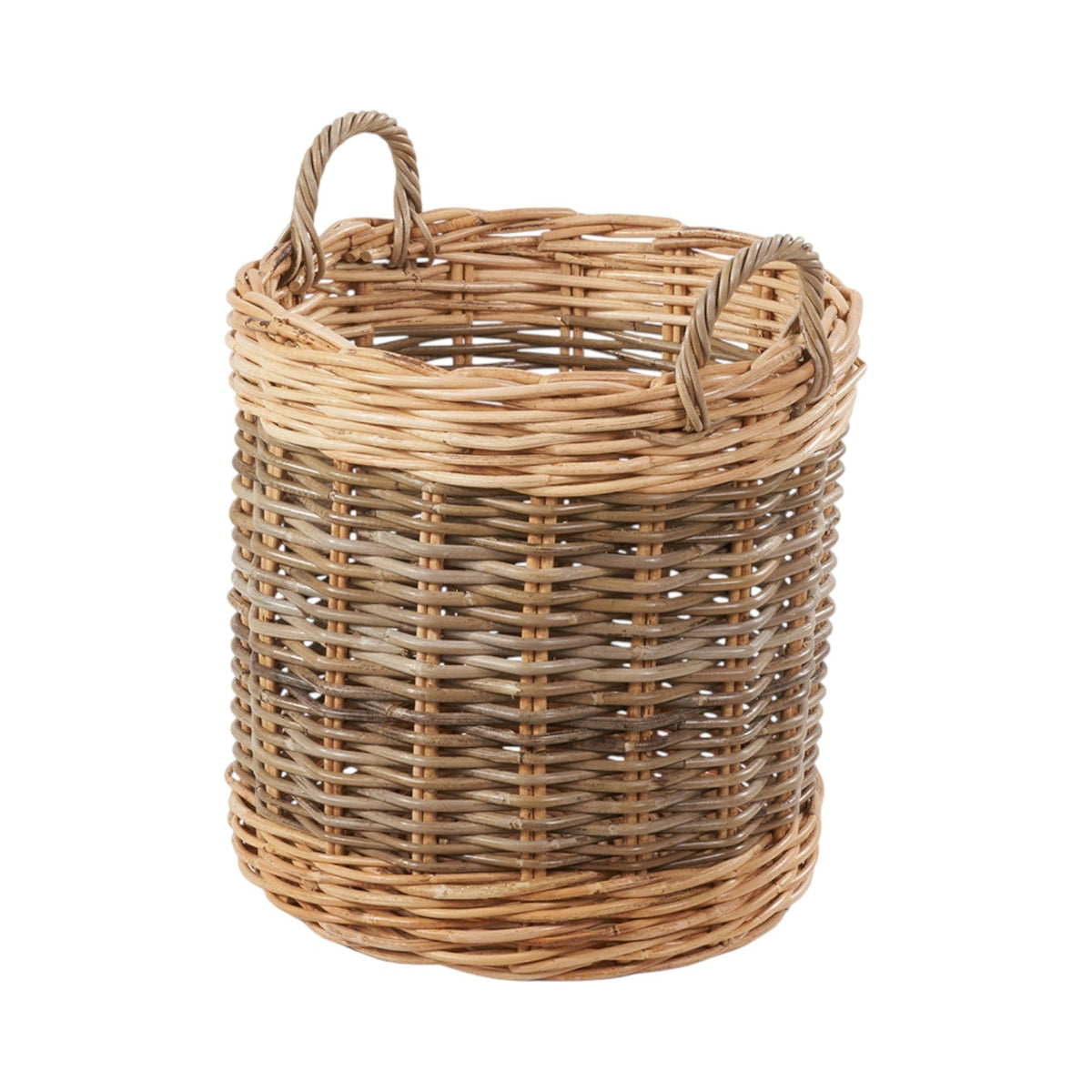 Set of 5 Grey and White Kubu Rattan Round Storage Baskets