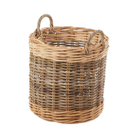 Set of 5 Grey and White Kubu Rattan Round Storage Baskets